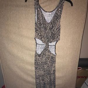 Tan and black Aztec maxi dress - M
